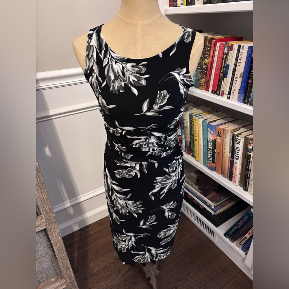 Elegant Black and White Floral Dress